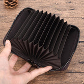 Genuine Leather Card Organ Holder Zipper Multi-card Bit Purse Wallet